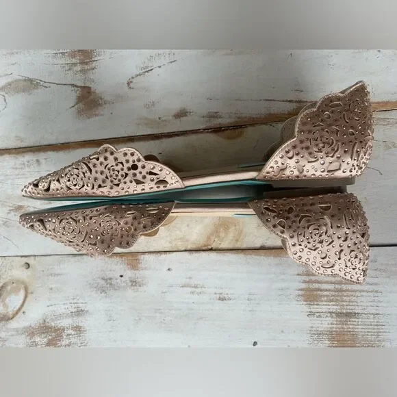 Blue by Betsey Johnson “Lucy” Wedding Flats Lucy formal shoes prom rhinestones - Picture 10 of 11